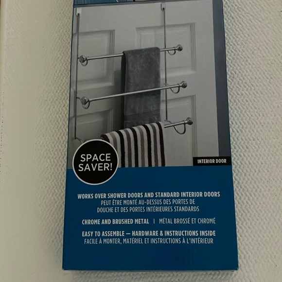 NWT Over The Door Towel Rack, Chrome & Brushed Metal - Picture 3 of 11